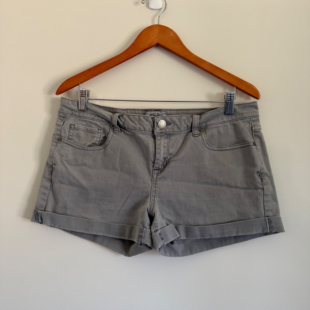 Aeropostale Grey Cuffed Denim Shorts Size 13/14